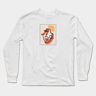 Abstract line art female face design Long Sleeve T-Shirt